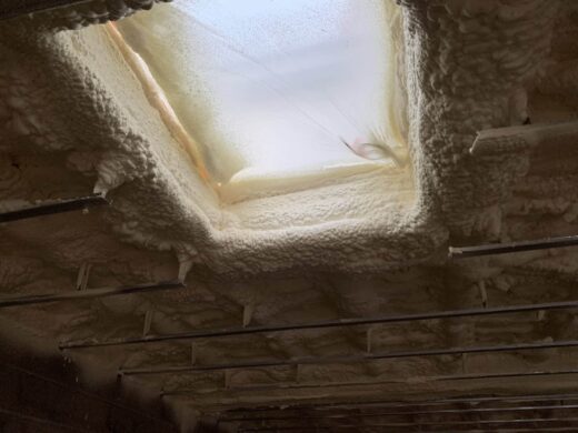 Une toiture rustique et unique avec mousse apparente.